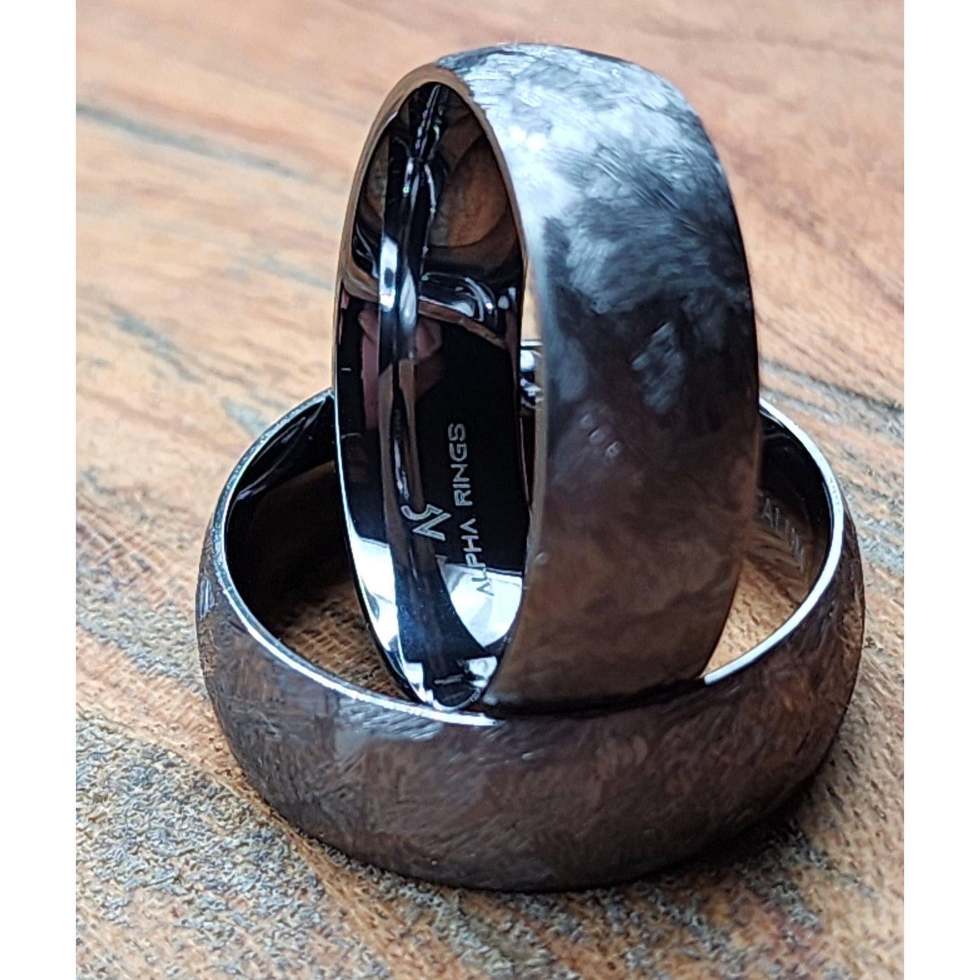 The Titan | Men's Tantalum Wedding Band with Rugged Brushed Texture and Gunmetal Inner Sleeve