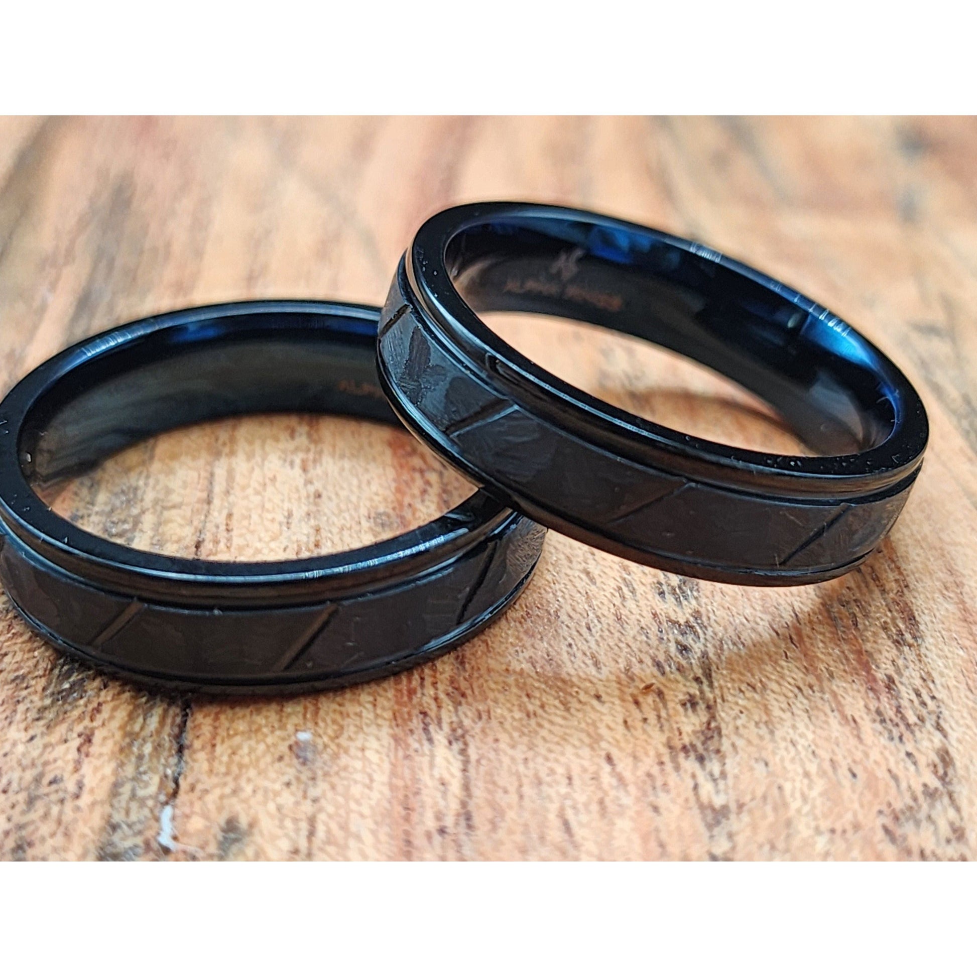 The Hitman | Men's Pure Tantalum Wedding Band with Brushed Finish and Deep Blue Inner Sleeve