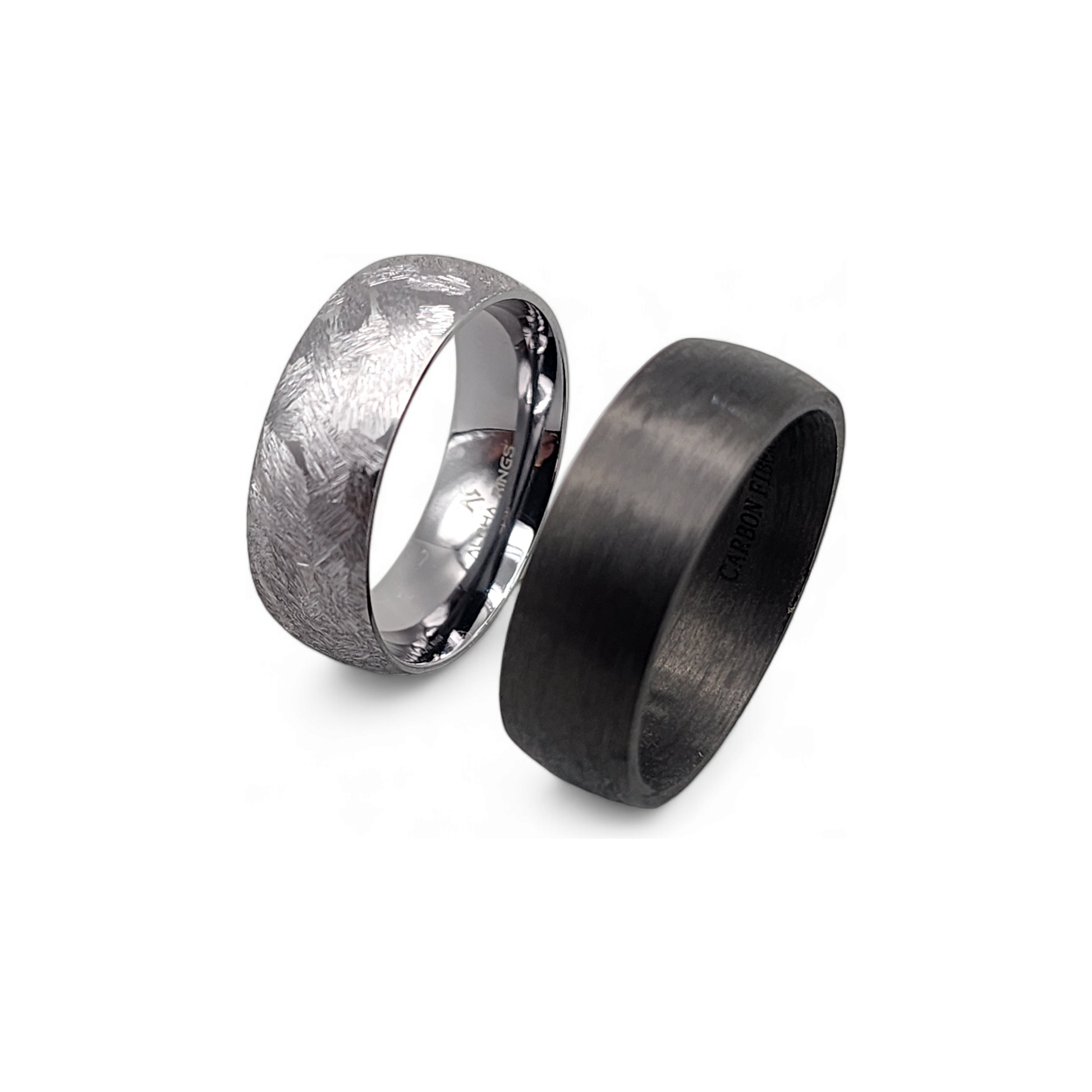 The Titan | Men's Tantalum Wedding Band with Rugged Brushed Texture and Gunmetal Inner Sleeve