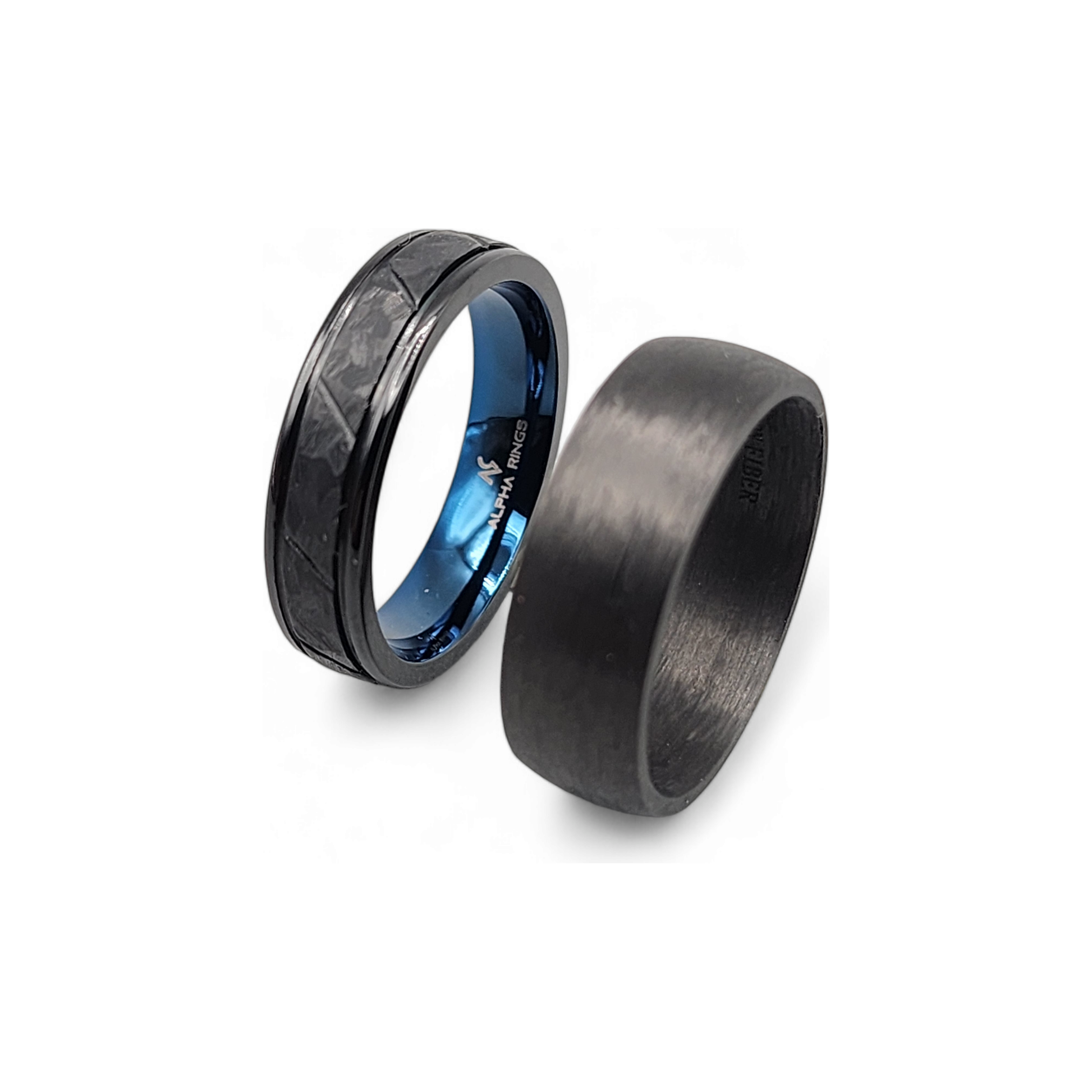 The Hitman | Men's Pure Tantalum Wedding Band with Brushed Finish and Deep Blue Inner Sleeve