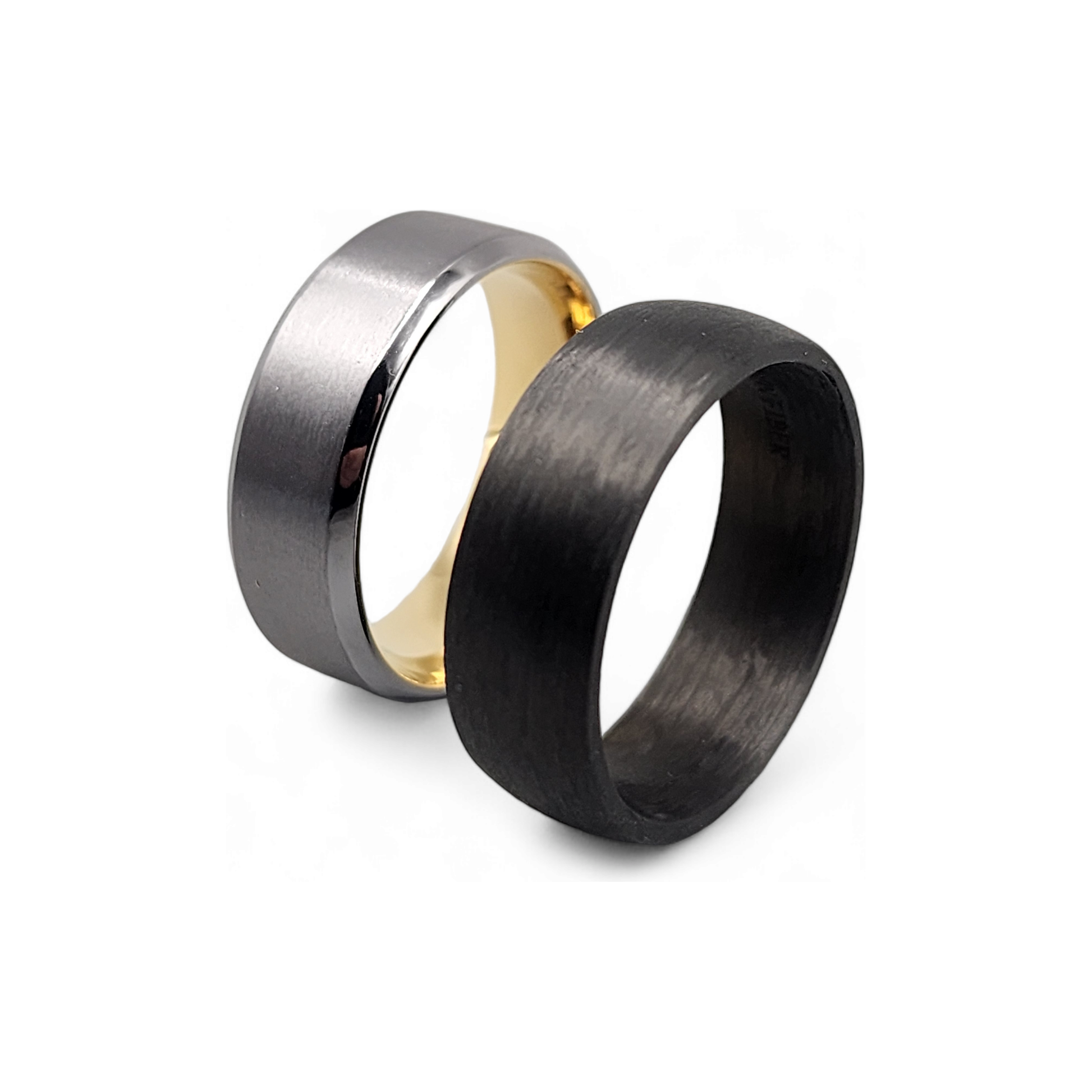 The Operator | Men's Tantalum Wedding Band with Brushed Finish and Gold Inner Sleeve