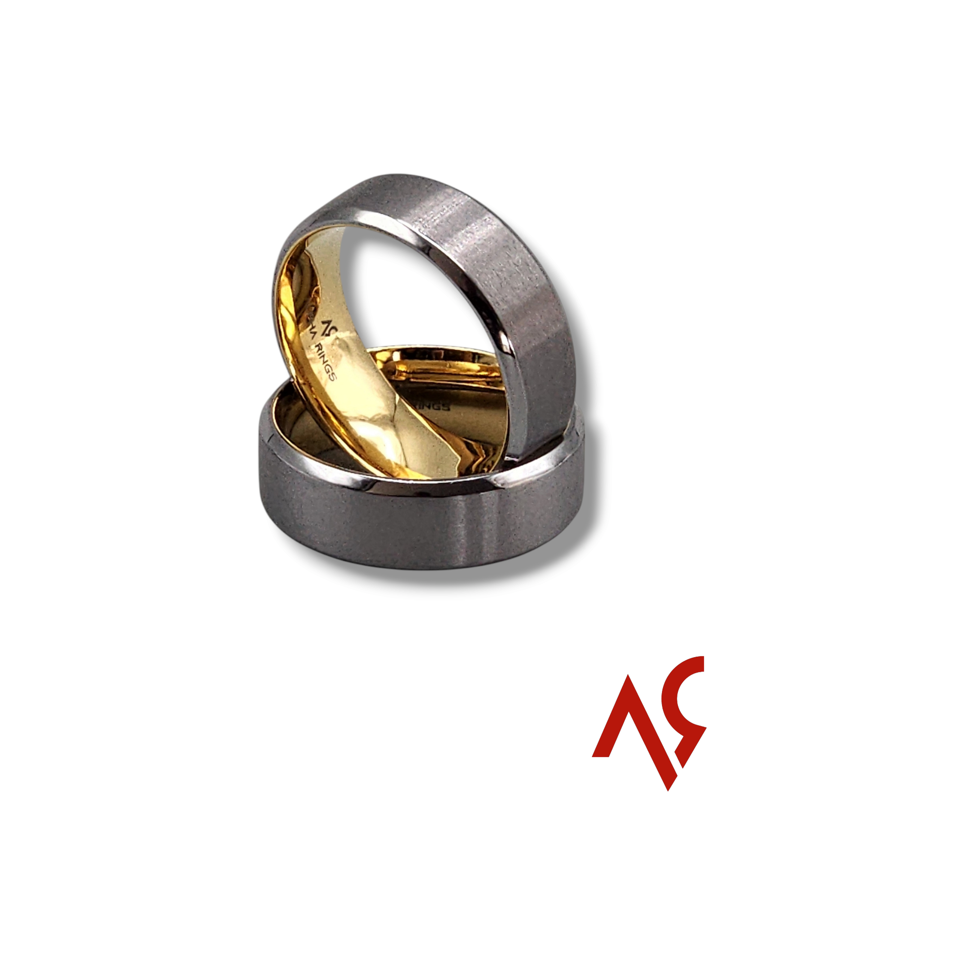 The Operator | Men's Tantalum Wedding Band with Brushed Finish and Gold Inner Sleeve