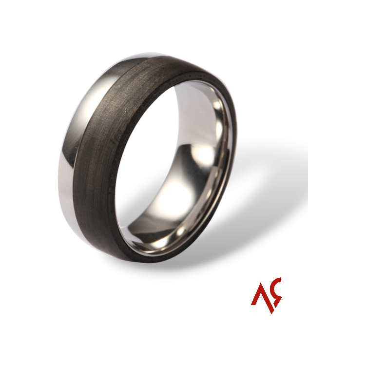 The Centurion | Men's Carbon Fiber and Stainless Steel Wedding Band with Rounded Edges